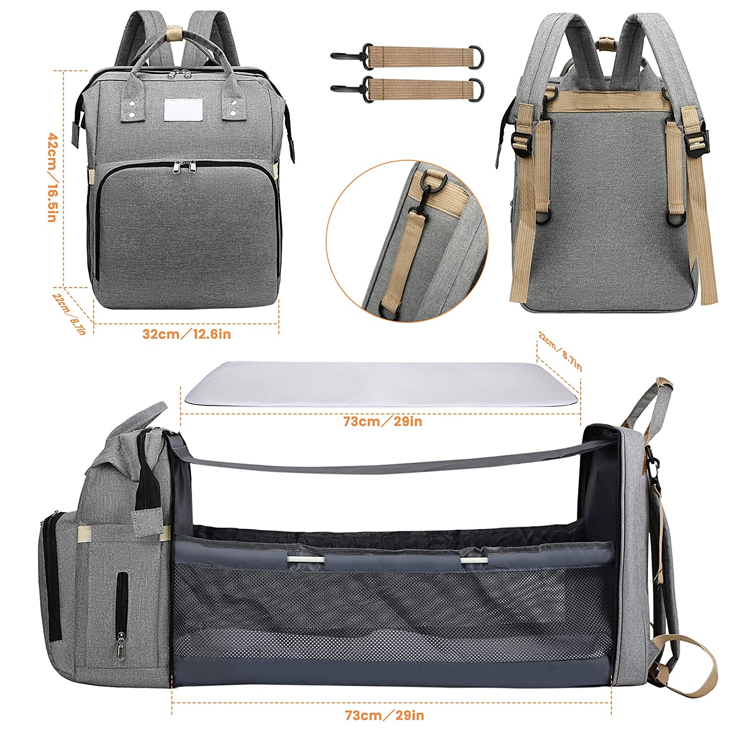 Sac à langer portatif | Berceau de voyage BabyNappy™ - Authentique bébé