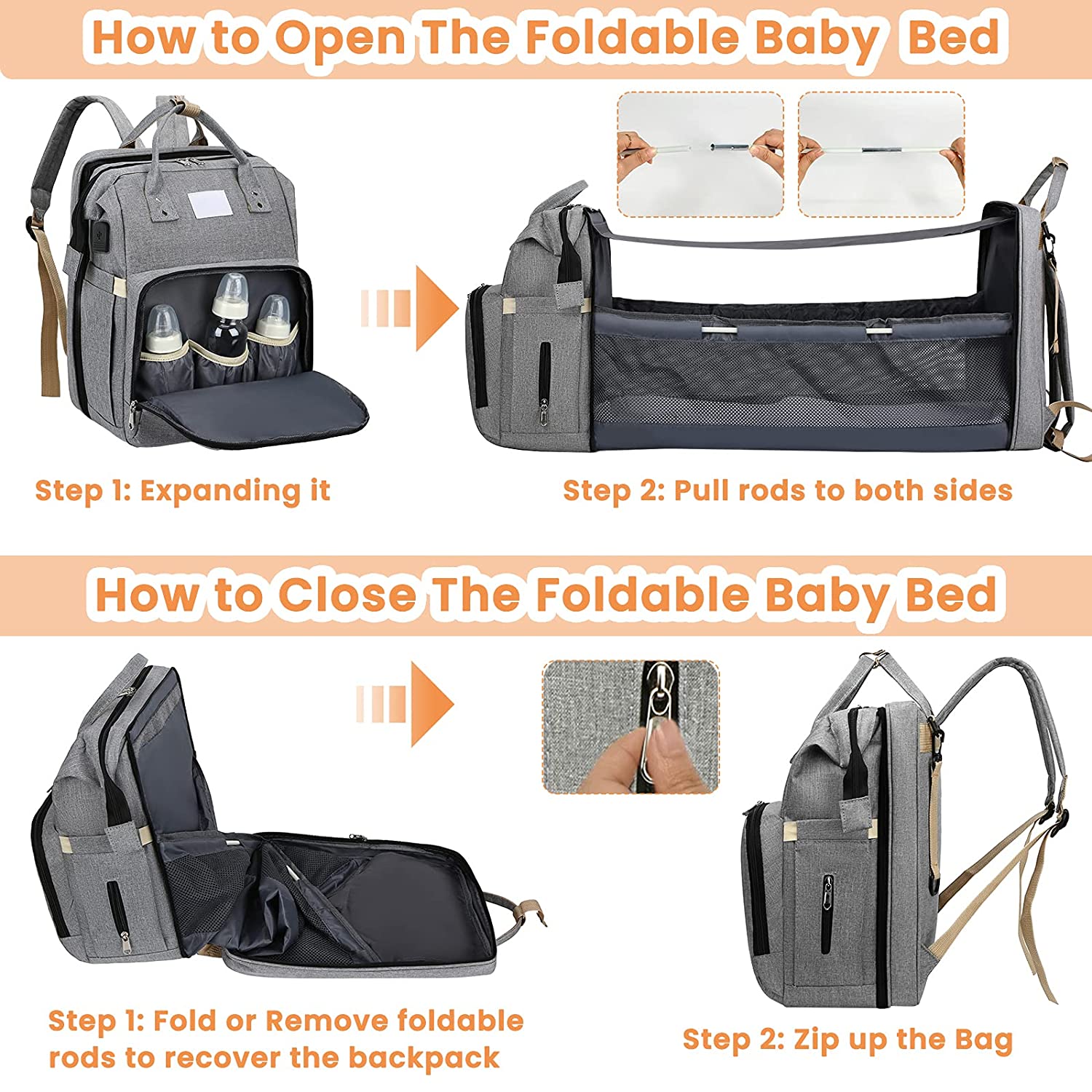 Sac à langer portatif | Berceau de voyage BabyNappy™ - Authentique bébé